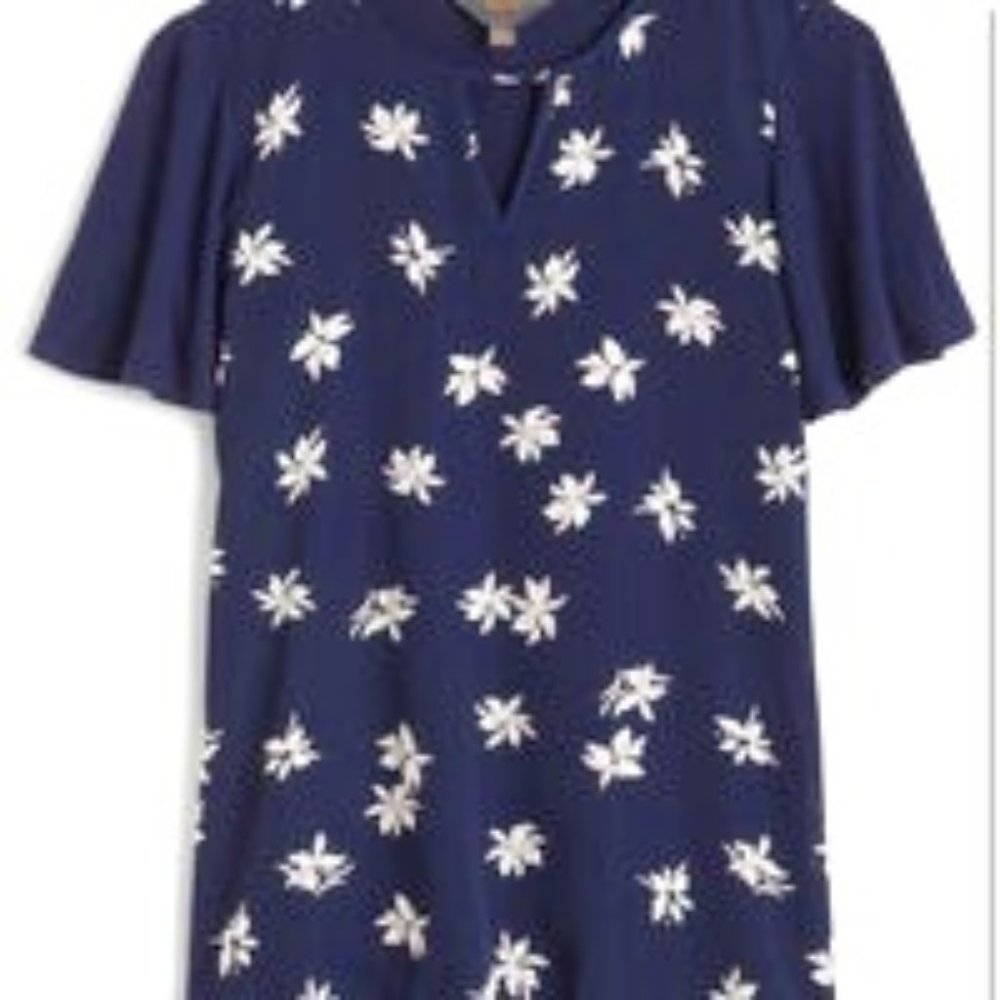 NWT Women's Plus 41 Hawthorn Navy Floral Blouse 2X